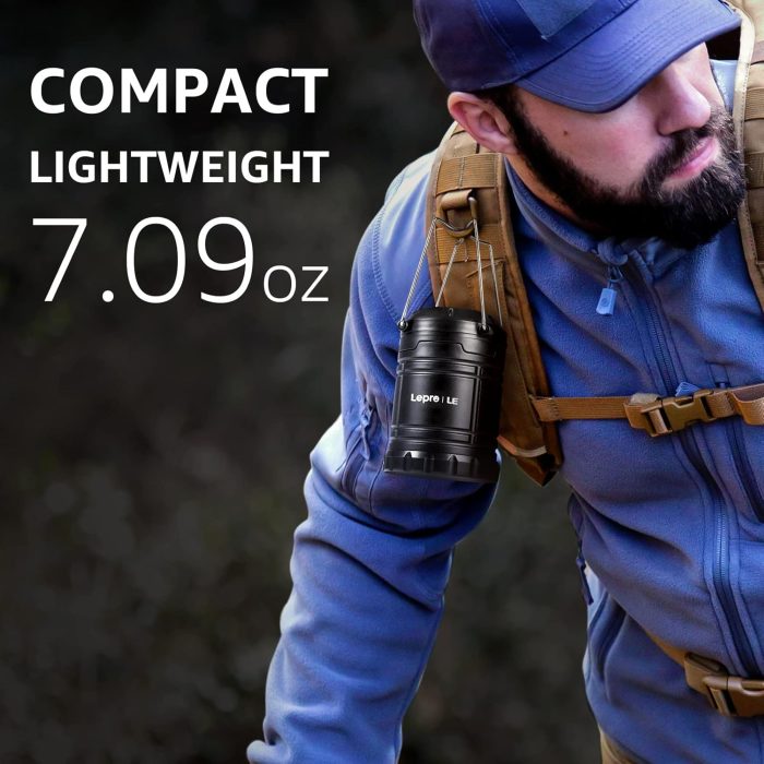 Lepro LED Camping Lanterns Battery Powered, Collapsible, IPX4 Water Resistant, Outdoor Portable Lights for Emergency, Hurricane, Storms and Outages - Image 2